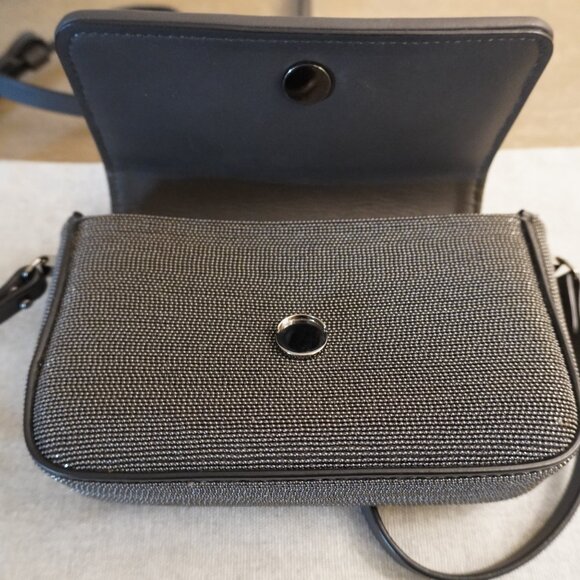 Brunello Cucinelli Monili Crossbody Bag Gunmetal Monili Charcoal Gray Leather - Picture 9 of 12
